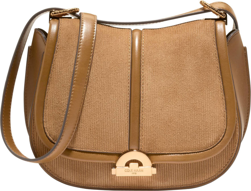 Cole Haan Women's Celenea Saddle Bag, Golden Honey Embossed Suede