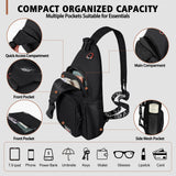 Geestock Convertible Sling Bag for Women Men, 12.6" Crossbody Sling Backpack with Headphone Hole Fit 7.9" Tablet, Lightweight Chest Bag Daypack Crossbody for Travel Sport Hiking & Commute, Black