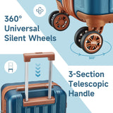 imiomo Carry on Luggage 18 Inch Suitcases with Wheels, Expandable with USB Port and Cup Holder, Hardside Travel Set with TSA Lock Blue