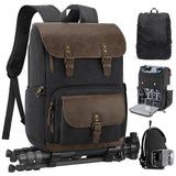 RAINSMORE Camera Bag Professional for DSLR/SLR Mirrorless Waterproof 15.6 Inch Laptop Photography Backpack with Side Access Rain Cover Tripod Holder Large Anti-Theft Camera Backpacks for Photographers