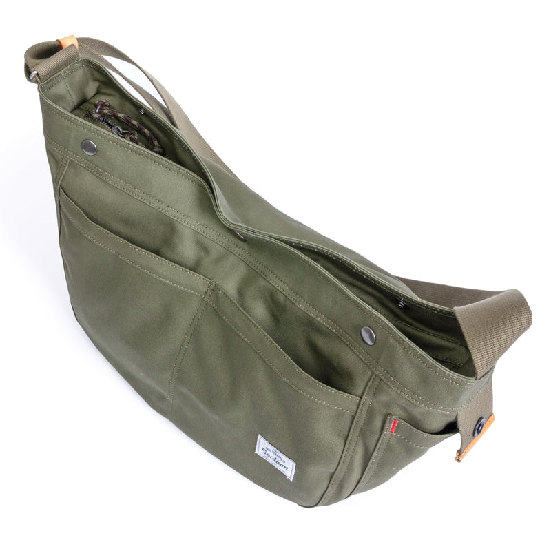 GOOTIUM Canvas Crescent Bag, Hobo Crossbody Bag for Men and Women, Durable Casual Shoulder Messenger Bag with Contrast Lining, Olive