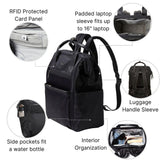 Baggallini Soho Backpack - Travel Laptop Backpack for Women - Lightweight Water-Resistant Luggage Bag, Black