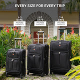 SwissGear Sion Softside Expandable Luggage – Medium Checked Suitcase with 360 Degree Wheels & Retractable Handle – 25 Inch, Perfect for 1-7 Night Trips – Dark Gray