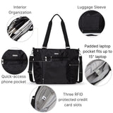 Baggallini Essential Laptop Tote - Work Tote Bag with Laptop Sleeve - Lightweight Travel Crossbody Shoulder Bag for Women, Black