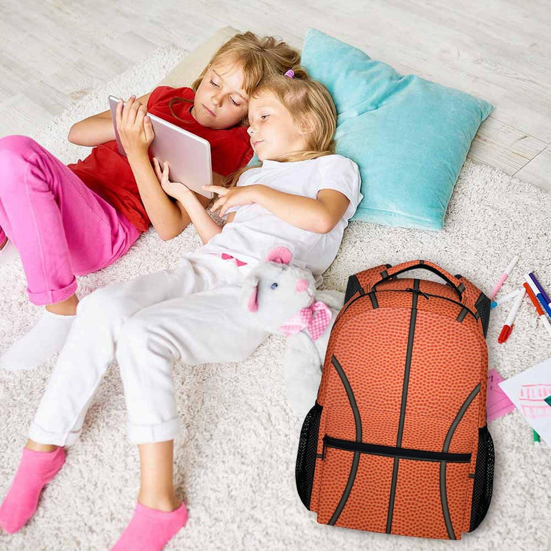 FLEXIMX Basketball Backpack for Girls & Boys, 17 Inch Basketballs Print Backpacks for School, Cute Lightweight Bookbag for Kids