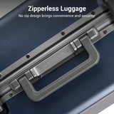 LEVEL8 20/24 Inch Zipperless 2 Piece Luggage Sets with Aluminum Frame, Lightweight Hard Shell Suitcases with Spinner Wheels, Metal Travel Luggages with Double TSA Locks, Blue