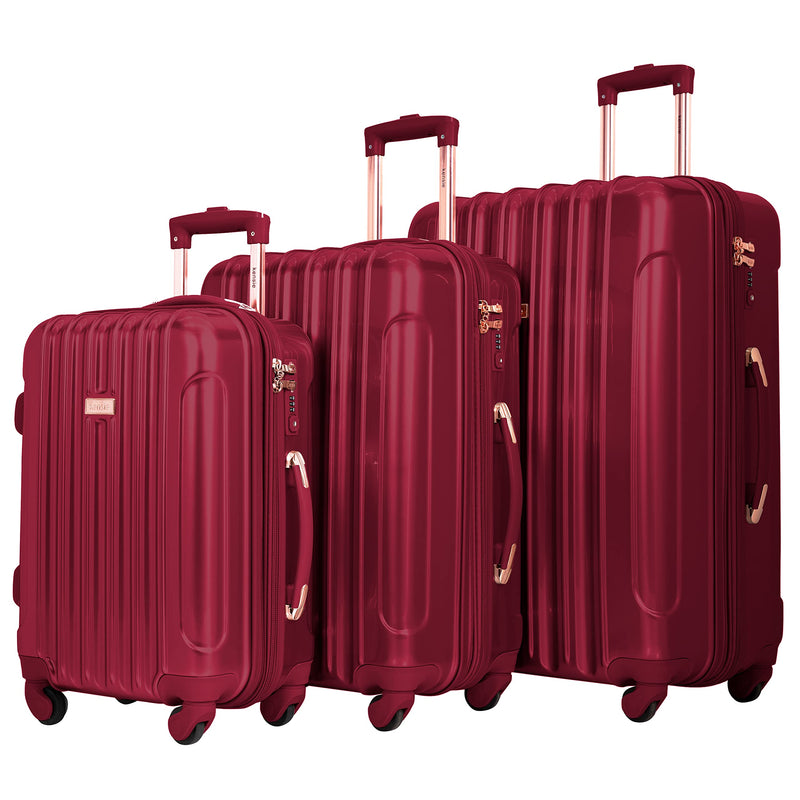 kensie Women's Alma Hardside Spinner Luggage,Expandable, Japanese Carmine Red, 3 Piece Set (20/24/28)