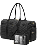 Women Weekender Travel Duffle Bag: Travel Duffel Overnight Bags with Shoe Compartment Large Carry on Tote with Toiletry Bag Weekend Traveling Yoga Gym Hospital Bag for Women with Wet Pocket Black