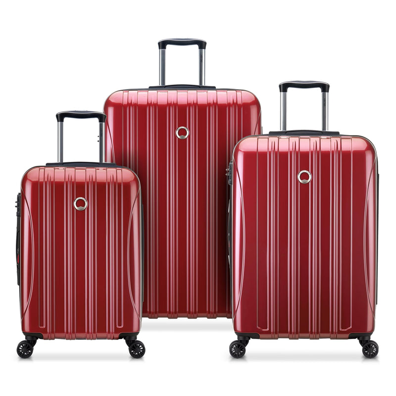 DELSEY PARIS Helium Aero Hardside Expandable Luggage with Spinner Wheels, Brick Red, 3-Piece Set (19/24/28)