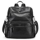 Marvolia PU Leather Backpack Purse for Women Large Fashion Designer Travel Backpack Ladies Shoulder Bag - Black