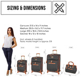 Steve Madden Designer Luggage Collection - Lightweight Softside Expandable Suitcase for Men & Women - Durable 20 Inch Carry On Bag with 4-Rolling Spinner Wheels (20in, Global Black)