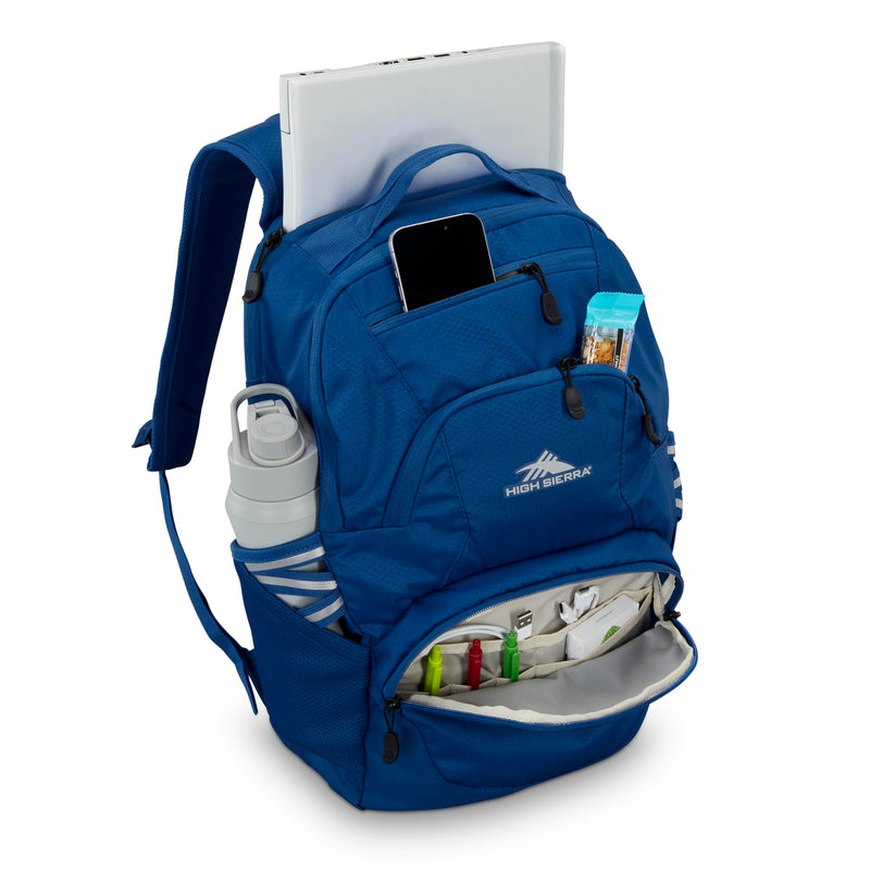 High Sierra Swoop SG Backpack, Travel or Work Laptop Bookbag with Drop Protection Pocket, and Tablet Sleeve, One Size, Cosmic Blue