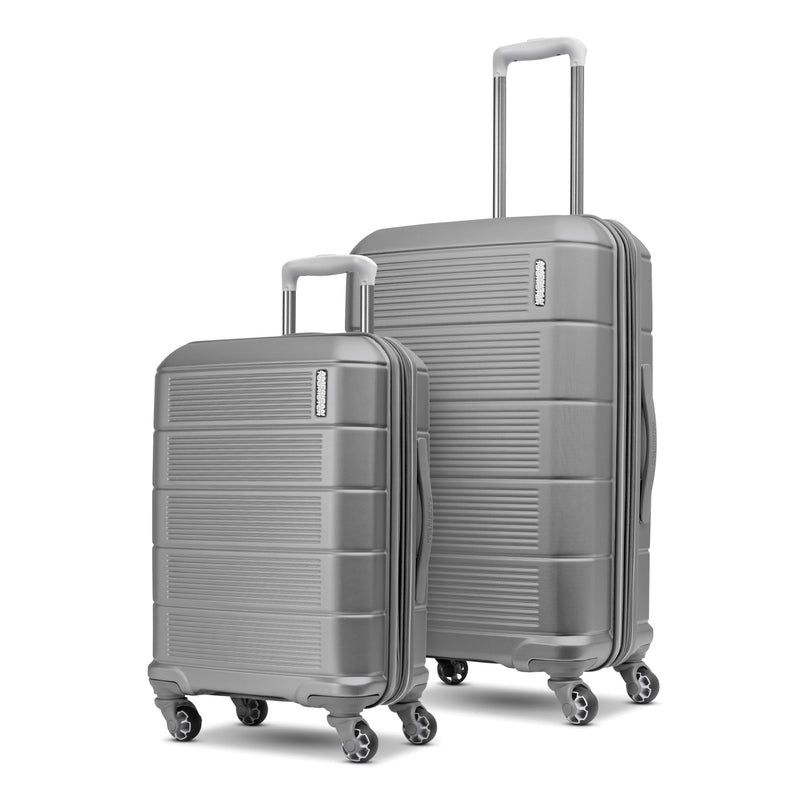 American Tourister Stratum 2.0 Expandable Hardside Luggage with Spinner Wheels, 2PC SET 20/24, Silver