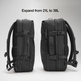Incase A.R.C. Travel Backpack 38L – Expandable Carry On Luggage, Fits up to 17" Laptop – Butterfly Opening, Quick Access Pocket, Shoe Storage – Airplane Travel Essentials, Weekend Bag – Black