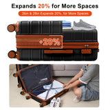 AAIVV 4 Piece Luggage Set Expandable ABS Travel Suitcase Set TSA Lock Hardshell Durable Lightweight Traveling Luggage Sets Gift for Back to School (Black, 28in26in20in13in)