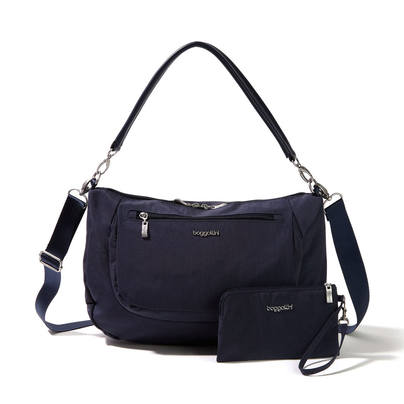 Baggallini Womens Modern Everywhere Half Moon Messenger, French Navy