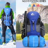 Bseash 50L Hiking Backpack, Water Resistant Lightweight Outdoor Sport Daypack Travel Bag for Camping Climbing Skiing Cycling (Blue - No Shoe Compartment)