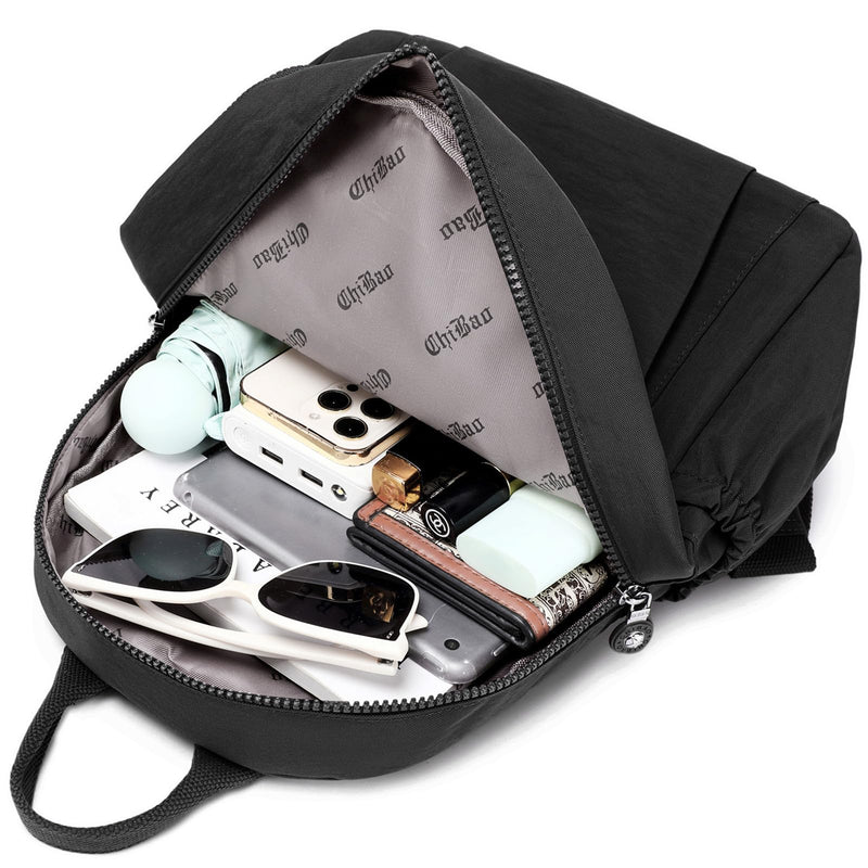 Backpack Purse for Women Ladies Nylon Bag Casual Daypack Travel Shopping Pack (A Style Black)