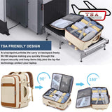 Travel Backpack for Women Airline Approved Carry On Backpack with Shoe Pouch,TSA 15.6inch Laptop Mochila Flight Approved Personal Item Bag for Weekender Overnight Bags Bookbag Travel Essentials,Beige