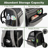 Tirige Premium Dog & Cat Carrier Backpack for Travel, Hiking & Vet Visits - Solid Durable Pet Backpack with Breathable Mesh, Safety Strap, Anti-Anxiety Curtain & Storage Pockets, Gray