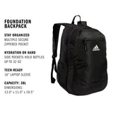 adidas Unisex Foundation Backpack for Laptop, Large Durable Athletic Gym Bag