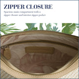 Tommy Bahama Hobo Bag, Women's Mini Handbag with Zip Closure and Woven Design, Tan/White