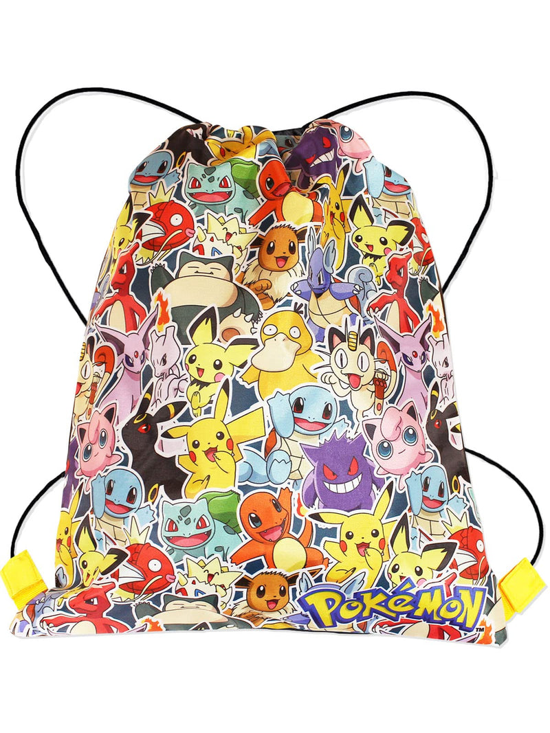 Pokemon School Supplies Drawstring Bags for Kids Gym Bag, Perfect for Travel & Swim for Boys Girls, Featuring Charmander and Pikachu.