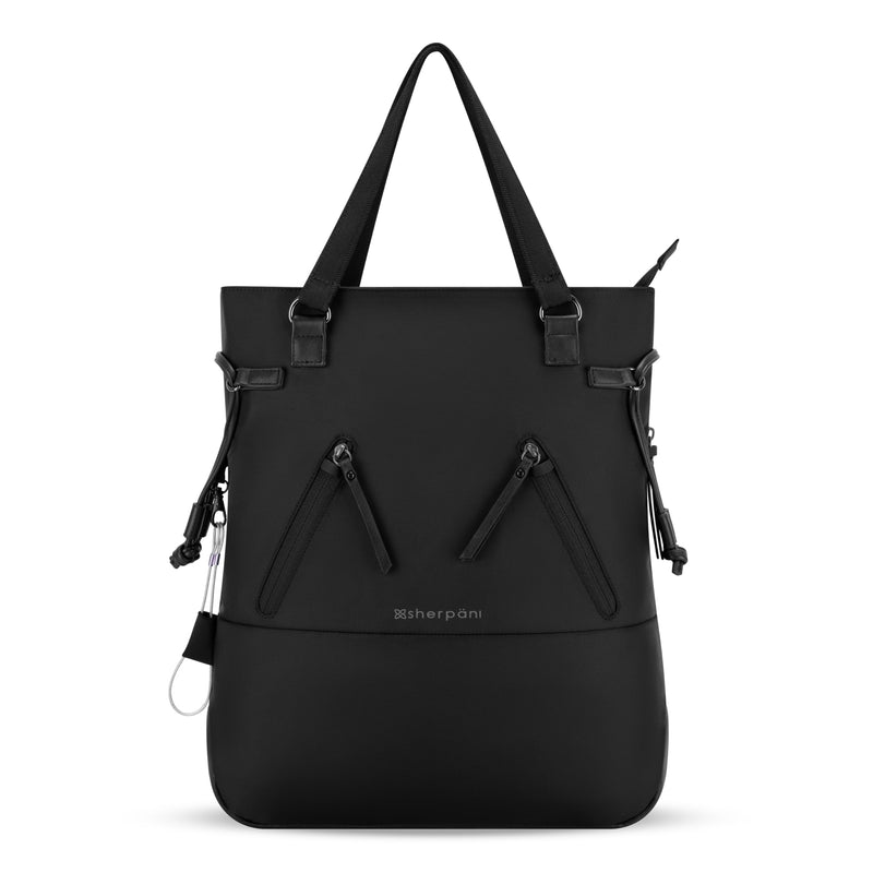 Sherpani Tempest, Anti Theft Convertible Backpack Tote, 14L Travel Backpack, Travel Gifts for Women, Handbags, RFID Protection, Metal Hardware, Fits 15” Laptop (No Sleeve) (Carbon Pro)