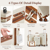 NEISIA Luggage Sets 3 Piece, Hard Shell Carry on Suitcase with Spinner Wheels and TSA Lock, Travel Lightweight Luggage Set with YKK Zippers (Beige, 5 piece sets（20/24/28/DB/TB)