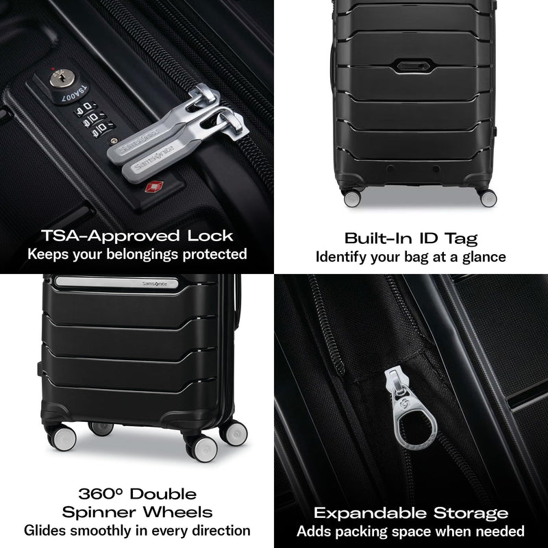 Samsonite Freeform 2-Piece Luggage Set - Carry-On & Large Checked Luggage with Dual Spinner Wheels - Durable Polypropylene Hardshell - TSA Lock, Airline-Approved - Expandable Hard Shell - Sky Blue