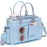 ZHMO Canvas Tote Bag for Women With Compartments and Zipper,Women's Bags Crossbody Bags Work Laptop Tote Bag Large Satchels Handbags Tote Purse Everyday Shoulder Bag for Travel Nurse Teacher Church