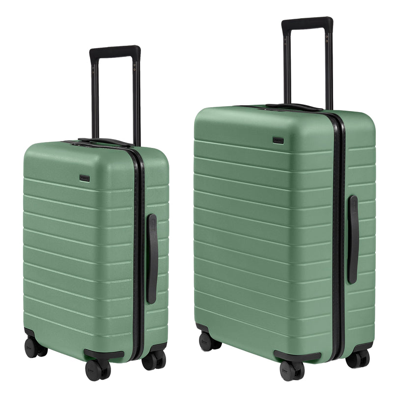 Away Carry-On and Medium Checked Luggage Set, Lightweight Hardside Suitcase with Spinner Wheels, 22 inch + 26 inch, Sea Green