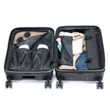 Kenneth Cole REACTION Madison Square Lightweight Hardside Chevron Expandable Spinner Luggage, Black, 2-Piece (20" Carry On + Tote)