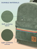 Ocean Pacific OG Corduroy Backpack for Travel, Sports, Beach, Work, Casual Daypack for Men Women Fits 15.6 Inch Laptop (Olive)