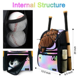 Softball Bag, Youth Baseball Backpack Softball Bat Bag with Vented Shoe Compartment, Baseball Equipment Bag TBall Bat for Batting Mitten, Helmet, Teeball Gear Adult Boys Girls Christmas Pink