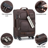 Hanke 3 Piece luggage Sets Softside Expandable luggage with Spinner Wheels TSA Lock,Travel Lightweight Luggage Sets,Coffee