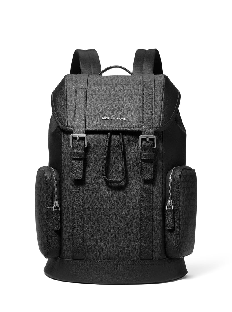 Michael Kors Men's City Buckle Backpack, Gunmetal-Hardware/Signature/Black