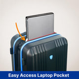 Olympia USA Apache II 22 Inch Expandable Rolling Carry On Lightweight Hardside Double 4 Wheel Spinner Luggage Suitcase with Locking System and Hidden Laptop Compartment, Black/Blue