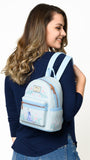 Loungefly Eeyore Mini Backpack Handbag Floral Print Double Strap Shoulder Bag (Blue, Eeyore)