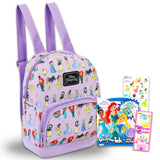 Disney Princess Mini Backpack - 10" Iconic Woven Small Backpack with Front Pocket & Stickers Bundle | Adjusts to Fit Kids, Toddlers, Teens, Women, Girls