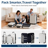 Coolife Medium Checked Luggage Hardside PC+ABS Suitcase with TSA Lock, Lightweight Rolling Carry On with Spinner Wheels(White, 24in)