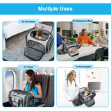 Airline Approved Pet Carrier, Large Soft Sided Pet Travel TSA Carrier 4 Sides Expandable Cat Collapsible Carriers with Removable Fleece Pad and Pockets for Cats Dogs and Small Animals