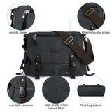 Messenger Bag for Men,Unisex Canvas Shoulder Bag,Classic Vintage Military Messenger Bags for women, satchel Bag,Crossbody Bookbag,Black