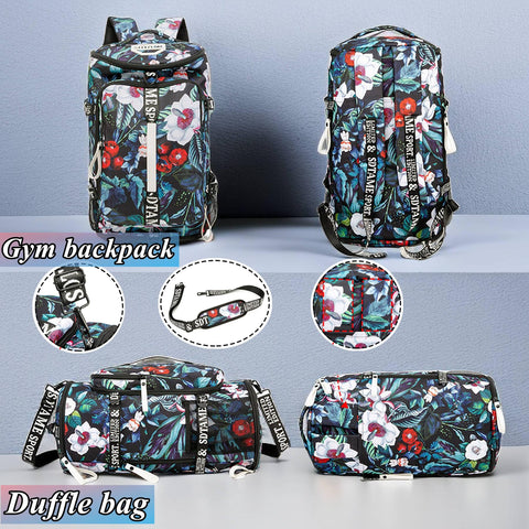 Gym Duffle Bag Backpack with Shoe Compartment,4 ways Travel Backpack for Women and Men,Multi-Functional Weekender bag with Waterproof Layer&Laptop Compartment for Fitness, Travel,Camping(Turquoise)