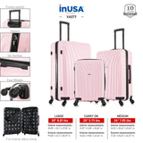 InUSA VASTY Luggage with Spinner Wheels | Durable Lightweight Hardshell SuitcaseTravel Sets with Handle and Trolley | (20in 24in 28in) 3 Piece Luggage Set | Pink