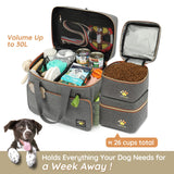 Pmpete Dog Travel Bag for Traveling| Week Away/Overnight Dog Travel Accessories with Multi-Function Pockets| Travel Set for Dogs and Cats|Ideal Pet Diaper Bag and Pet Gift Kit(Grey)