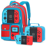 JIRAIKEI School Backpack for Boys,3pcs Gamer Boys Backpack with Lunch Box Set for Kids Teens Elementary Middle School Students Ages 6-18,17" Large Capacity School Bookbag with Multiple Pockets