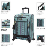 Steve Madden Designer Luggage Collection - 3 Piece Softside Expandable Lightweight Spinner Suitcase Set - Travel Set includes 20 Inch Carry on, 24 Inch & 28-Inch Checked Suitcases (Print/Teal)