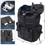 Colins Keirs Black Backpack for Men, 16 Inch Laptop Backpack with Computer Compartment, Drawstring Slim Waterproof Tech Backpack for Travel, Work, College or Daily Use