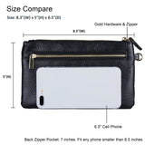 befen Black Genuine Leather Wristlet Clutch RFID Blocking Bag Cell Phone Wallet Purse Smartphone Wristlet Wallet Purses and Handbags for Women